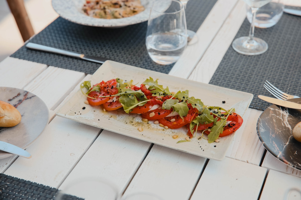 Detail of a salad served in one of the Hoposa Restaurants